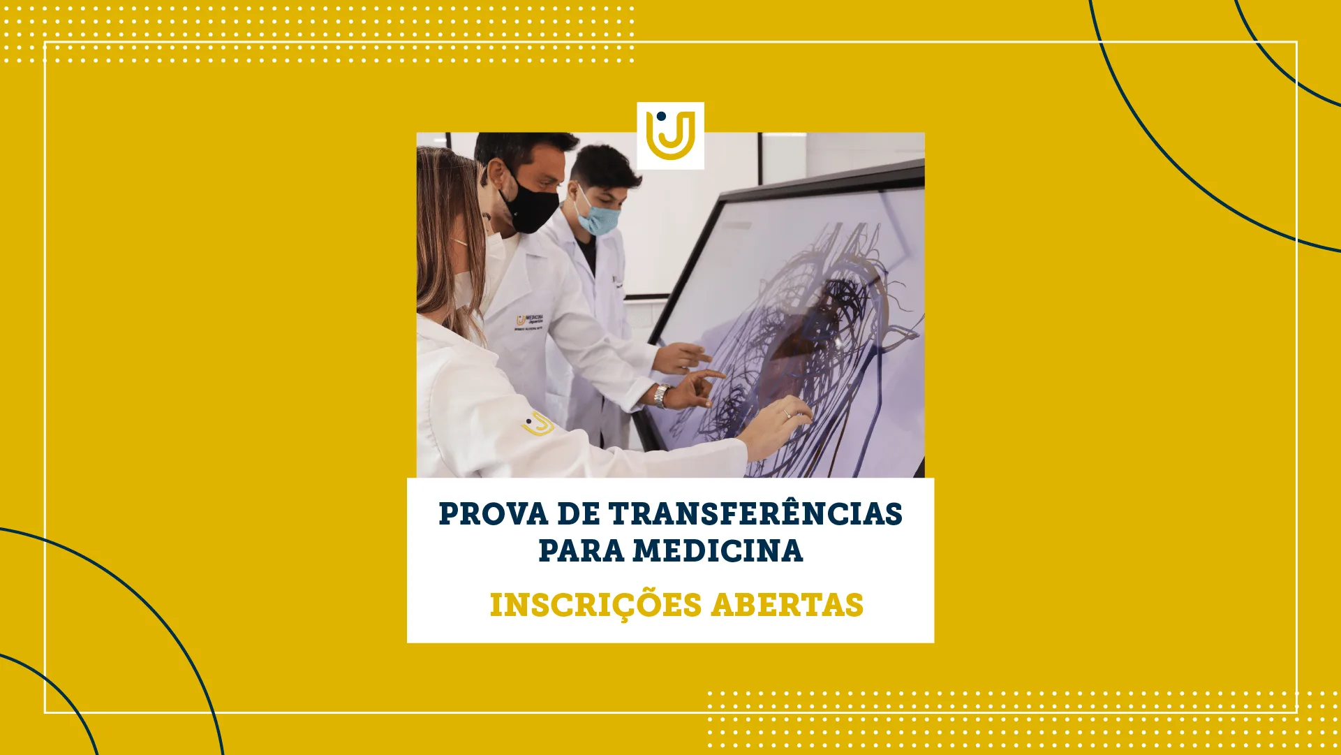 A imagem mostra uma arte nos moldes do Grupo UniEduK, com o texto “Vestibular de Transferência de Medicina”
